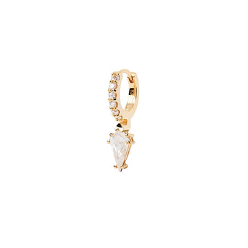 Μονό σκουλαρίκι κρίκος Pdpaola PG01-768-U Essentials Manila Gold σε χρυσό χρώμα με ζιργκόν δάκρυ.